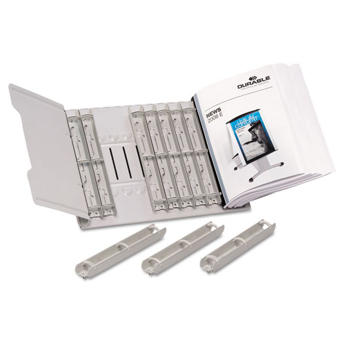 Durable® Desk-Mounted Catalog Rack, 12 1-Inch Rings, Gray