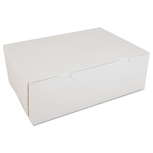 White One-Piece Non-Window Bakery Boxes, 14.5 x 10.5 x 5, White, Paper, 100/Carton
