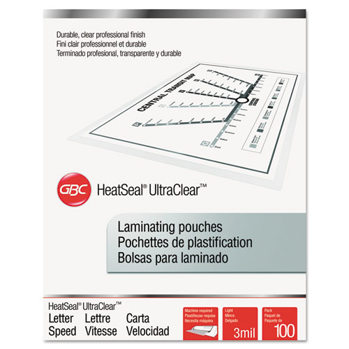 UltraClear Thermal Laminating Pouches, 3 mil, 9" x 11.5", Gloss Clear, 100/Box