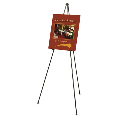 Image of Heavy-Duty Adjustable Instant Easel Stand, 25" to 63" High, Steel, Black