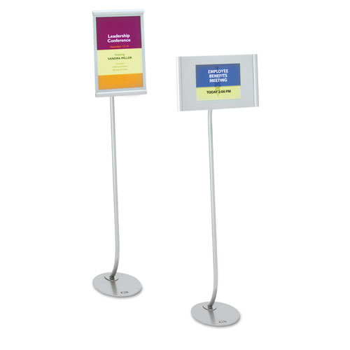 Image of Quartet® Designer Sign Stand, Silver Aluminum Frame, 11 X 17