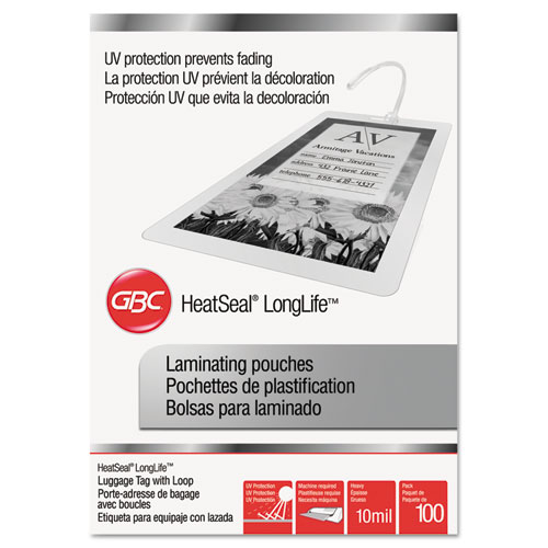 Image of Gbc® Longlife Thermal Laminating Pouches, 10 Mil, 2.5" X 4.25", Gloss Clear, 100/Box