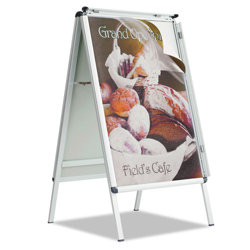Image of Quartet® Improv A-Frame Sign With Total Erase Surface, Aluminum, 28.5 X 42, Silver