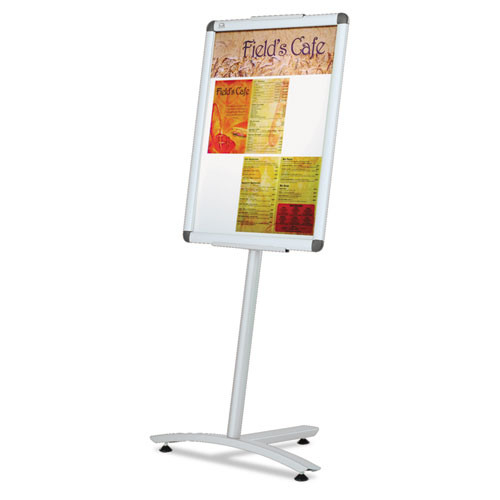 Image of Quartet® Improv Lobby Clip-Frame Pedestal Sign, 18 X 24 Frame, 54" High, Aluminum