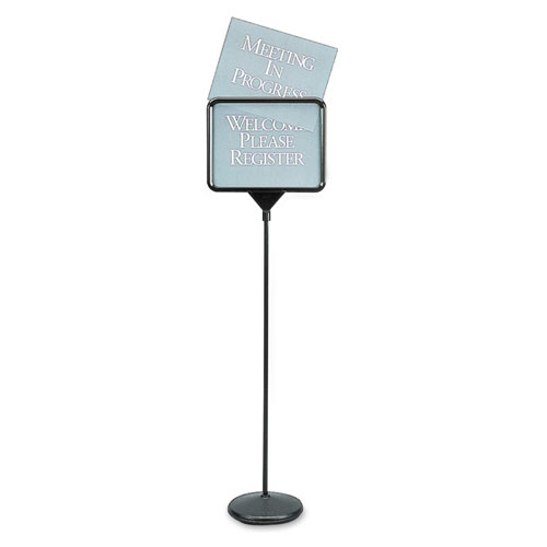 Sign(ware) Pedestal Sign, 14 x 11, Assorted Signage, Black Frame | by Plexsupply