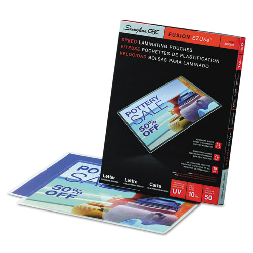 Image of Gbc® Ezuse Thermal Laminating Pouches, 10 Mil, 9" X 11.5", Gloss Clear, 50/Box