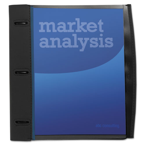 Smart-View Three-Ring Report Cover, Ring Fastener, 8.5 x 11, Black/Blue/Black
