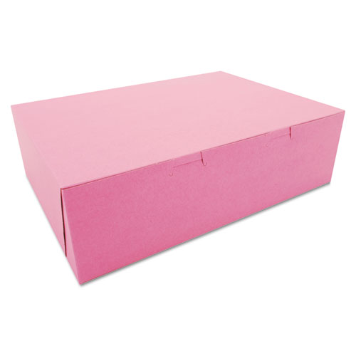 Non-Window Bakery Boxes, 14 X 10 X 4, Pink, 100/carton