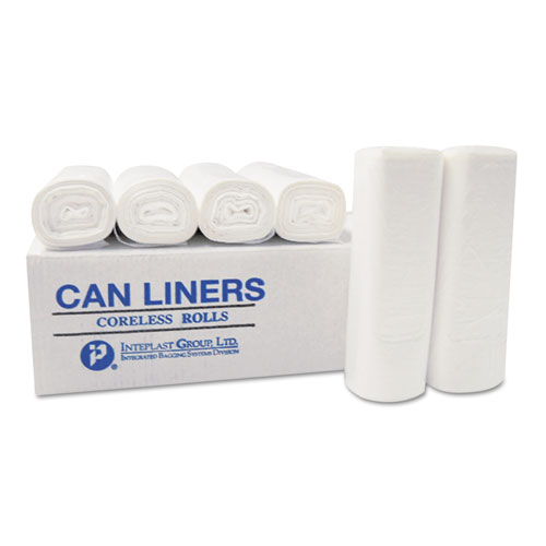High-Density Commercial Can Liners, 60 gal, 12 mic, 43" x 48", Clear, 25 Bags/Roll, 8 Interleaved Rolls/Carton