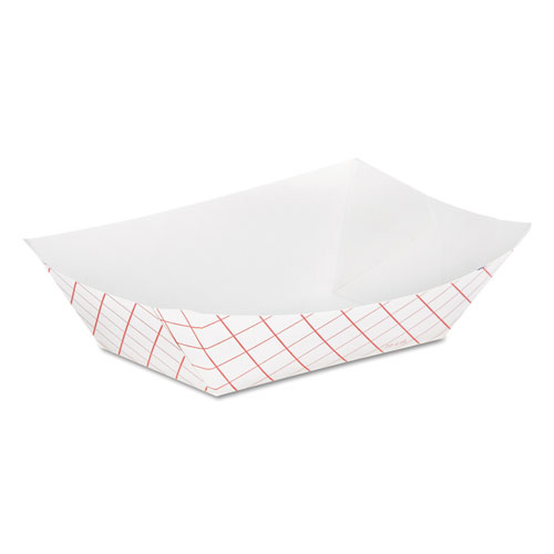 Kant Leek Clay-Coated Paper Food Tray, 0.5 lb Capacity, 5.3 x 3.75 x 1.4, Red Plaid, 1,000/Carton