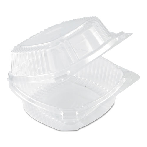 Pactiv Evergreen ClearView SmartLock Hinged Lid Container, 20 oz, 5.75 x 6 x 3, Clear, Plastic, 500/Carton