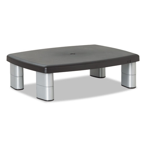 Adjustable Height Monitor Stand, 15 x 12 x 2.63 to 5.88, Black/Silver | by Plexsupply