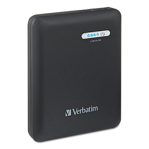 Verbatim® Dual USB Power Pack Charger for Mobile Devices, 12000mAh Battery Capacity, Black