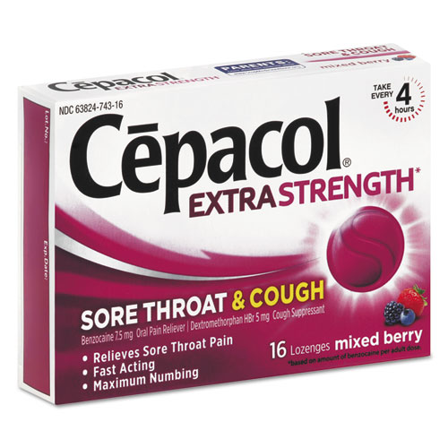 Image of Cepacol® Sore Throat And Cough Lozenges, Mixed Berry, 16/Pack, 24 Packs/Carton