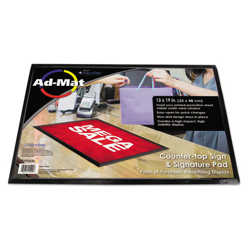 AdMat Counter-Top Sign Holder and Signature Pad, 13 x 19, Black Base
