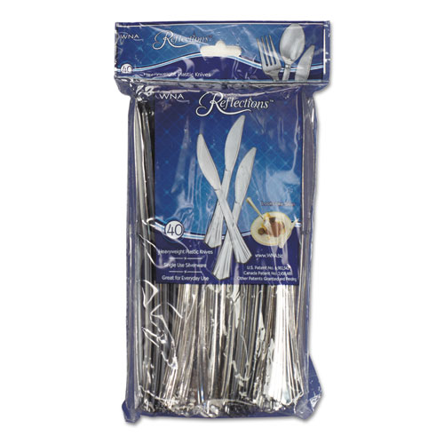 Reflections heavyweight plastic utensils, knife, silver, 7 1/2", 40/pack, sold as 1 package