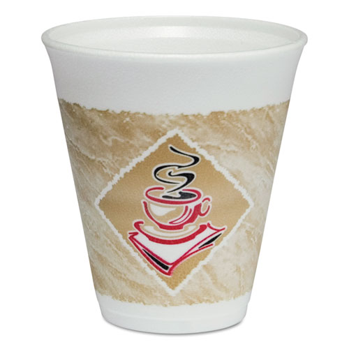 Dart® Cafe G Foam Hot/Cold Cups, 12 oz, Brown/Red/White, 20/Pack