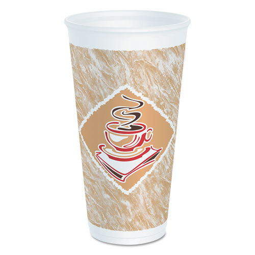 Dart® Cafe G Foam Hot/Cold Cups, 20 oz, Brown/Red/White, 20/Pack