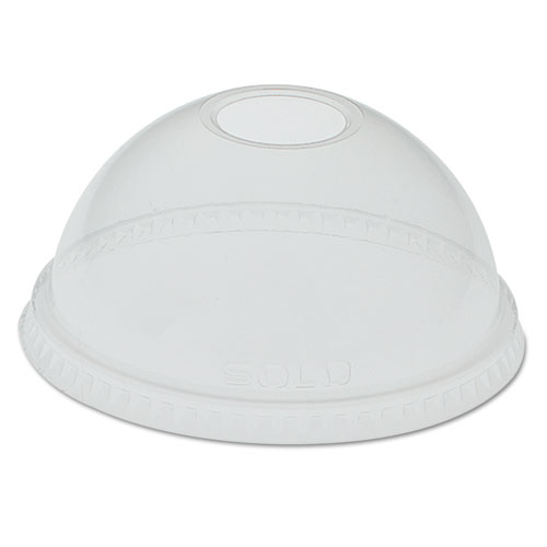 Dome-Top Cold Cup Lids F/24-26oz Cups, Clear, 100/sleeve, 1000/carton