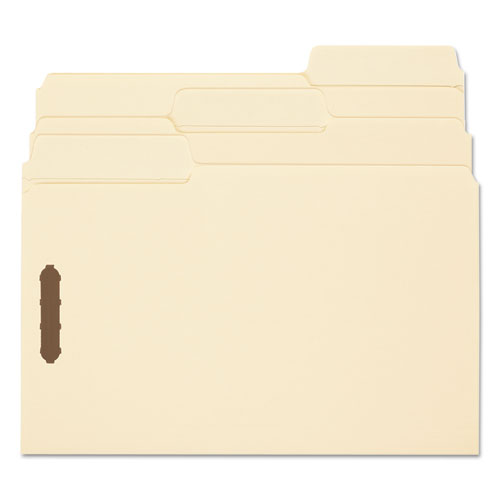 SuperTab Reinforced Guide Height 2-Fastener Folders, 1/3-Cut Tabs, Legal Size, 11 pt. Manila, 50/Box
