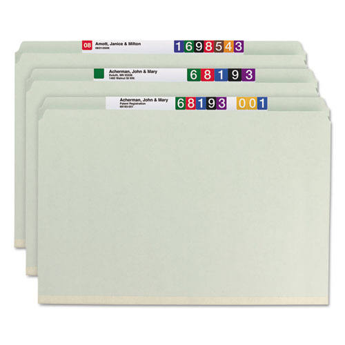 Recycled Pressboard Fastener Folders, Straight Tabs, Two SafeSHIELD Fasteners, 2" Expansion, Legal Size, Gray-Green, 25/Box