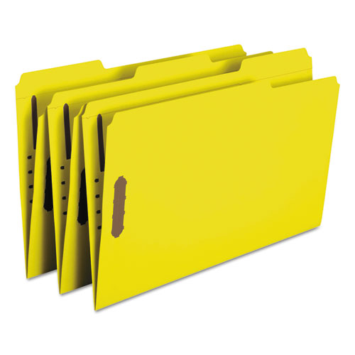 Top Tab Colored 2-Fastener Folders, 1/3-Cut Tabs, Legal Size, Yellow, 50/Box
