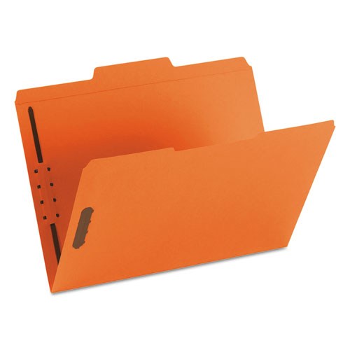 Top Tab Colored 2-Fastener Folders, 1/3-Cut Tabs, Letter Size, Orange, 50/Box