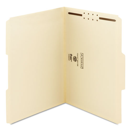 Top Tab 1-Fastener Folders, 1/3-Cut Tabs, Letter Size, 11 pt. Manila, 50/Box