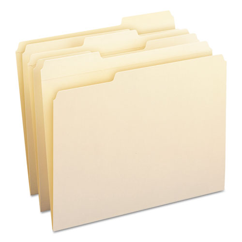100% Recycled Reinforced Top Tab File Folders, 1/3-Cut Tabs, Letter Size, Manila, 100/Box