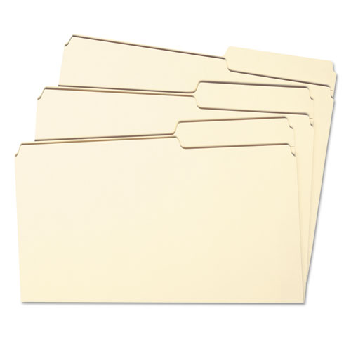 Reinforced Guide Height File Folders, 2/5-Cut Tabs, Right of Center, Letter Size, Manila, 100/Box