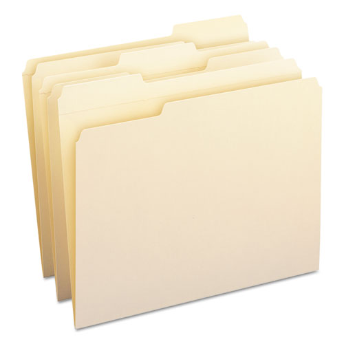 Reinforced Tab Manila File Folders, 1/3-Cut Tabs, Letter Size, 11 pt. Manila, 100/Box