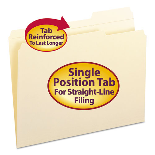 Letter Size Smead® Reinforced Tab Manila File Folders Box Of 100 1/3 Cut 
