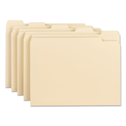 Manila File Folders, 1/5-Cut Tabs, Letter Size, 100/Box