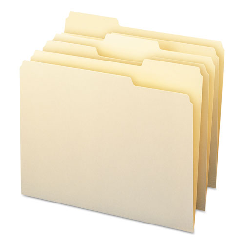 Image of Manila File Folders, 1/3-Cut Tabs: Assorted, Letter Size, 0.75" Expansion, Manila, 100/Box