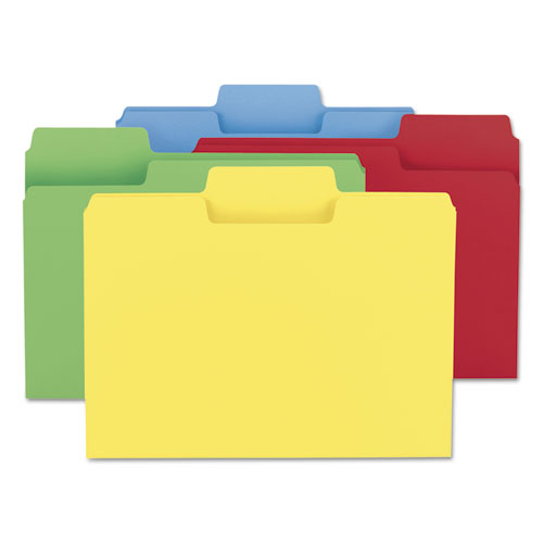 Image of SuperTab Colored File Folders, 1/3-Cut Tabs: Assorted, Letter Size, 0.75" Expansion, 14-pt Stock, Assorted Colors, 50/Box
