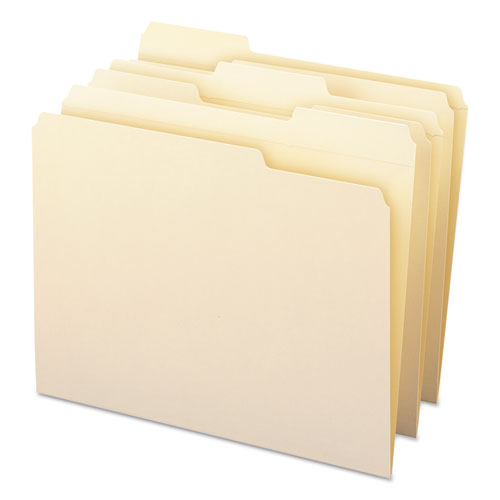 WaterShed Top Tab File Folders, 1/3-Cut Tabs: Assorted, Letter Size, 0.75" Expansion, Manila, 100/Box
