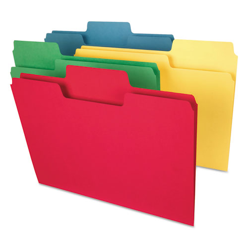 Image of SuperTab Colored File Folders, 1/3-Cut Tabs: Assorted, Letter Size, 0.75" Expansion, 14-pt Stock, Assorted Colors, 50/Box