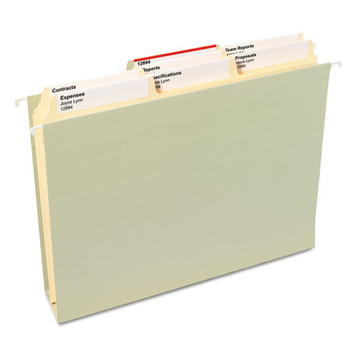 Image of Smead™ Supertab Reinforced Guide Height Top Tab Folders, 1/3-Cut Tabs: Assorted, Letter Size, 0.75" Expansion, Manila, 100/Box