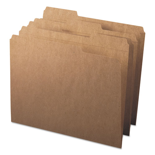 Image of Smead™ Heavyweight Kraft File Folder, 1/3-Cut Tabs: Assorted, Letter Size, 0.75" Expansion, 11-Pt Kraft, Brown, 100/Box