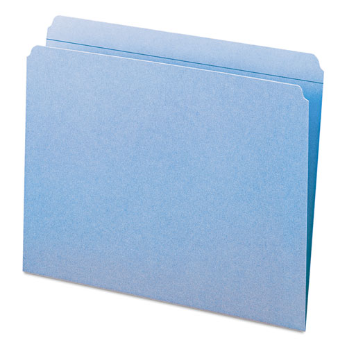 Reinforced Top Tab Colored File Folders, Straight Tab, Letter Size, Blue, 100/Box