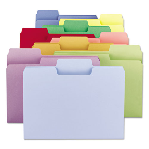 SuperTab Colored File Folders, 1/3-Cut Tabs, Letter Size, 11 pt. Stock, Assorted, 100/Box