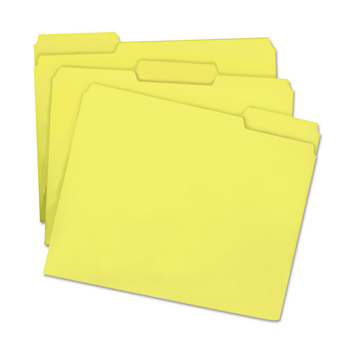 Colored File Folders, 1/3-Cut Tabs, Letter Size, Yellow, 100/Box