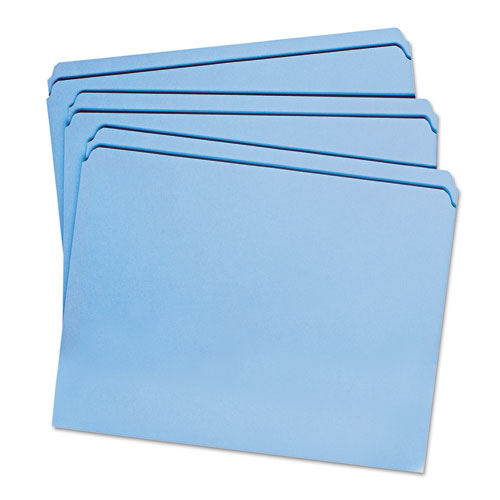 Reinforced Top Tab Colored File Folders, Straight Tab, Letter Size, Blue, 100/Box