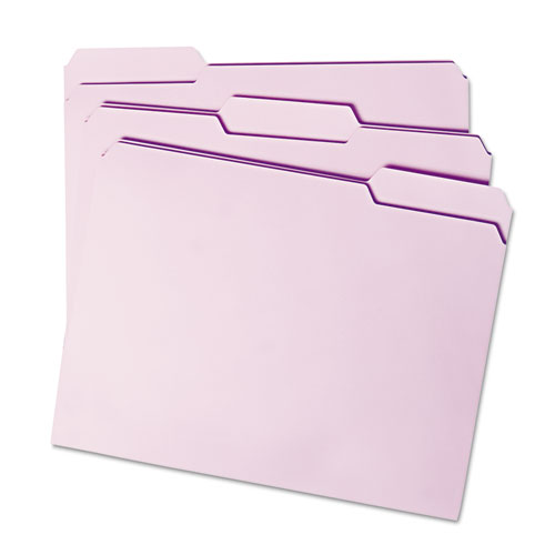 REINFORCED TOP TAB COLORED FILE FOLDERS, 1/3-CUT TABS, LETTER SIZE, LAVENDER, 100/BOX
