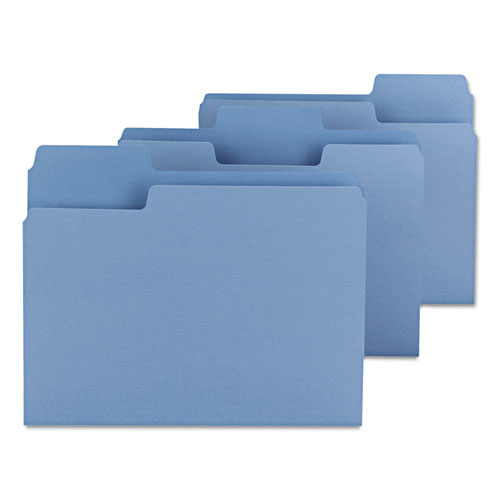 SuperTab Colored File Folders, 1/3-Cut Tabs, Letter Size, 11 pt. Stock, Blue, 100/Box