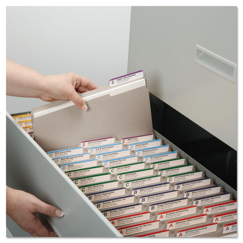 Colored File Folders, 1/3-Cut Tabs: Assorted, Letter Size, 0.75" Expansion, Gray, 100/Box