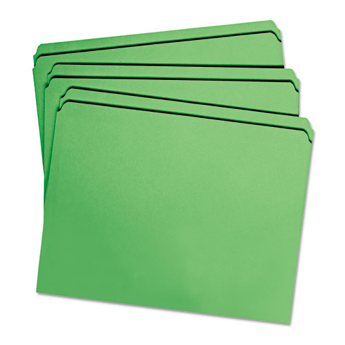 Reinforced Top Tab Colored File Folders, Straight Tab, Letter Size, Green, 100/Box