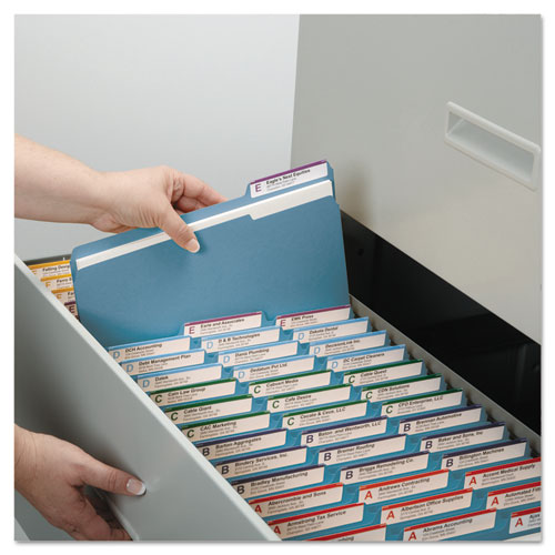 Reinforced Top Tab Colored File Folders, 1/3-Cut Tabs, Letter Size, Blue, 100/Box