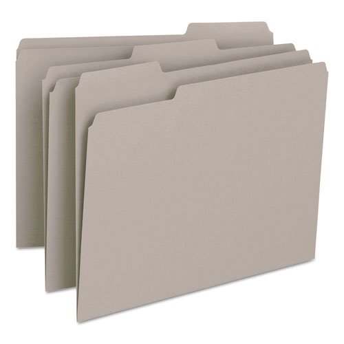 Colored File Folders, 1/3-Cut Tabs, Letter Size, Gray, 100/Box