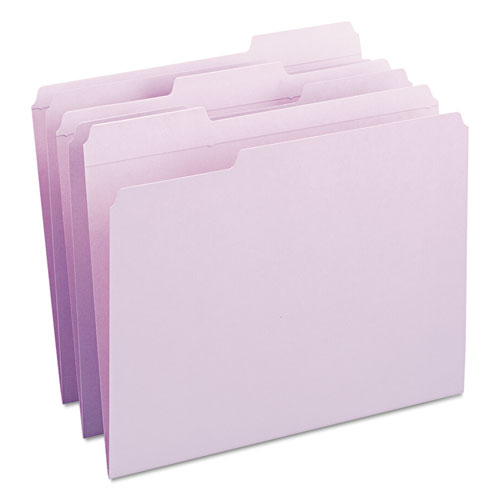 REINFORCED TOP TAB COLORED FILE FOLDERS, 1/3-CUT TABS, LETTER SIZE, LAVENDER, 100/BOX